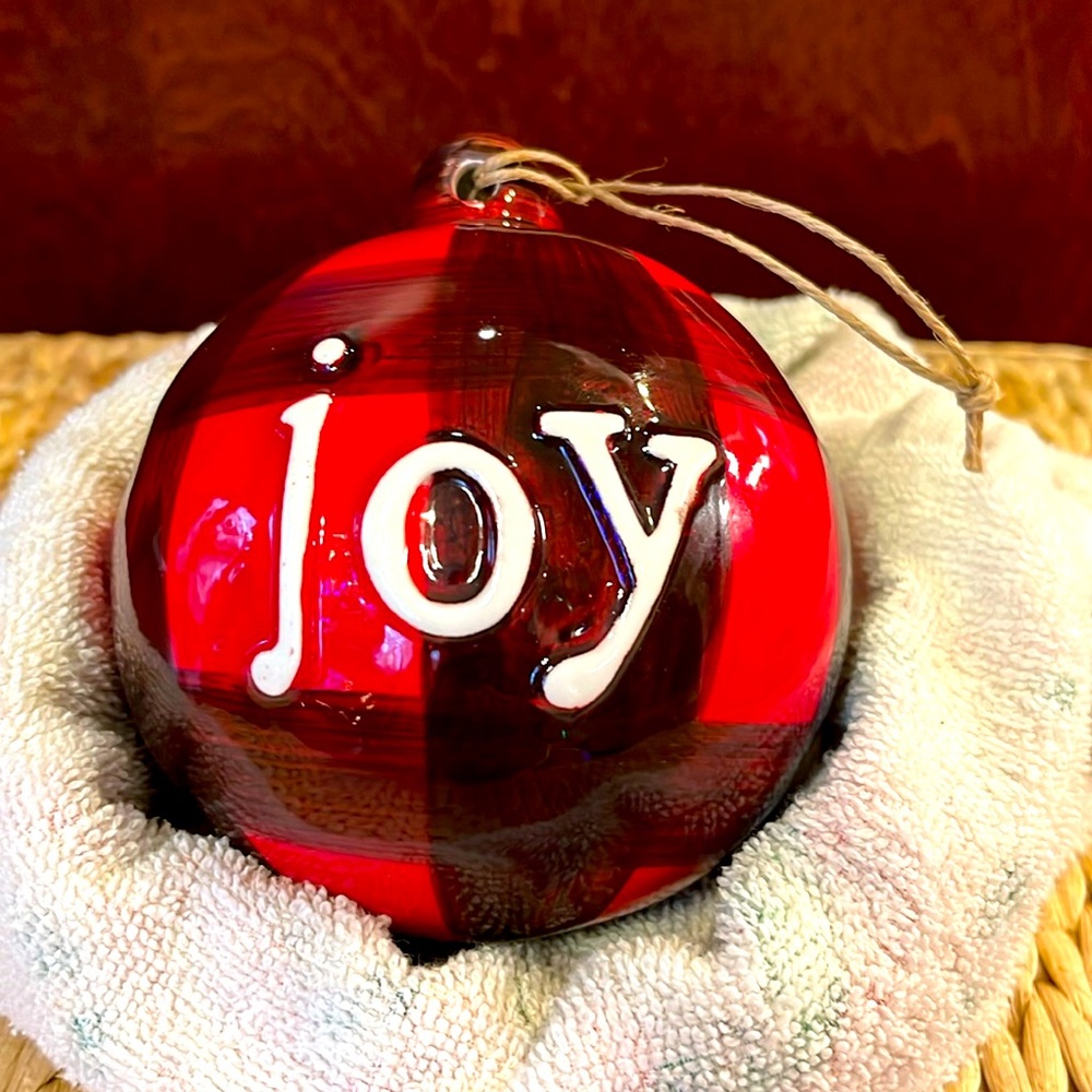 Large Porcelain “Buffalo Plaid” Christmas Ball
